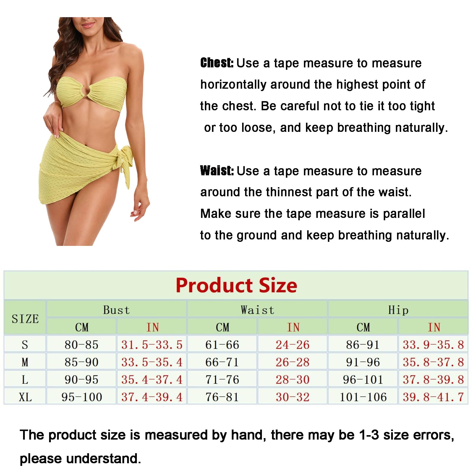 Damskie 3-Częściowe Kostiumy KąPielowe Bez Ramiączek Bandeau Teksturowany TróJkątny Zestaw Bikini z Przykryciem