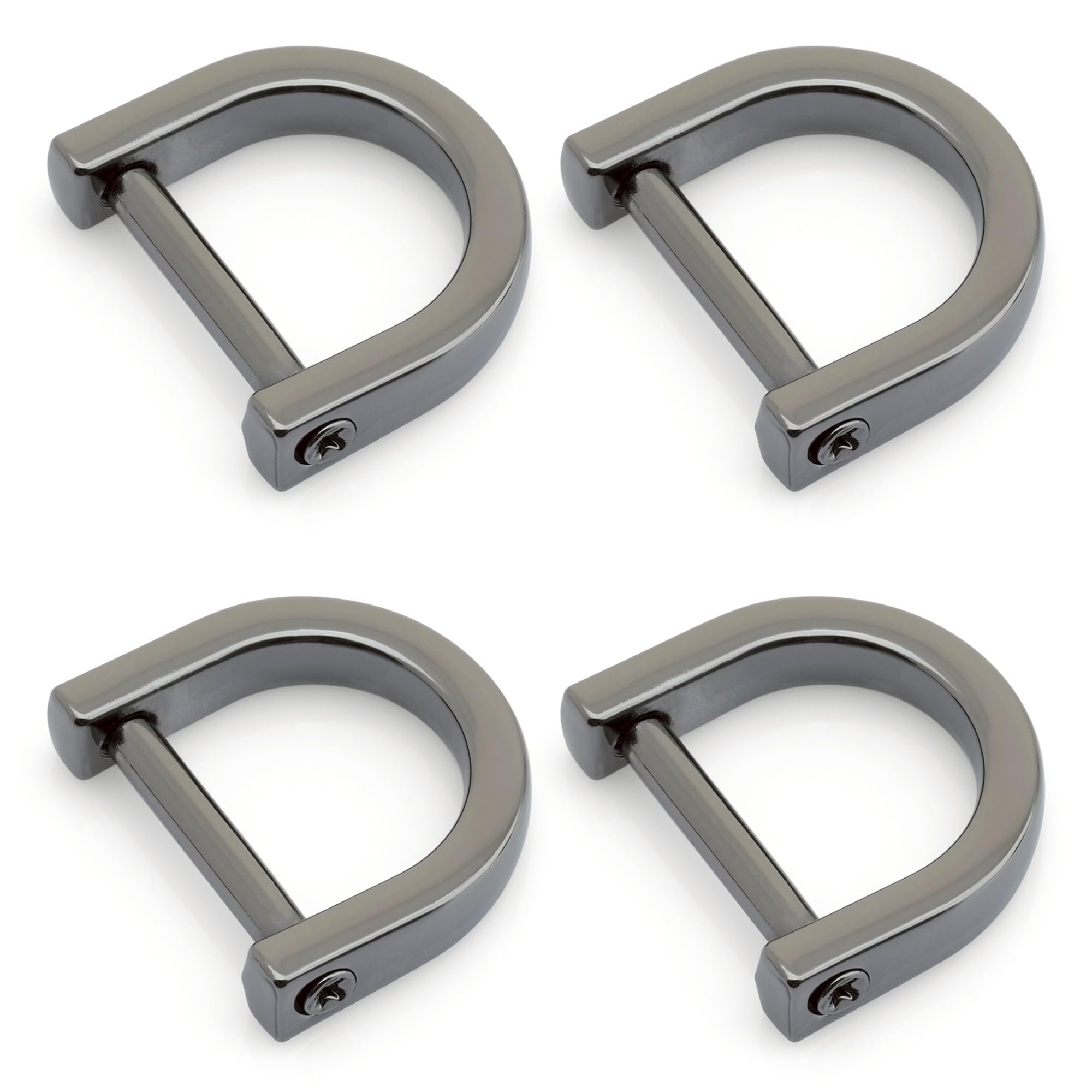 CRAFTMEMORE 5/8 Inch (Inside Width) D-Rings with Closing Screw Shackle Key Holder Horseshoe U Shape Dee Ring DIY Leather Craft Purse Replacement 4 pcs (Gunmetal)