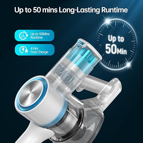 Miniatura 3 de FABULETTA Aspiradora inalámbrica, potente succión de 38 Kpa de hasta 50 minutos de funcionamiento, aspiradora ligera 8 en 1 con motor sin