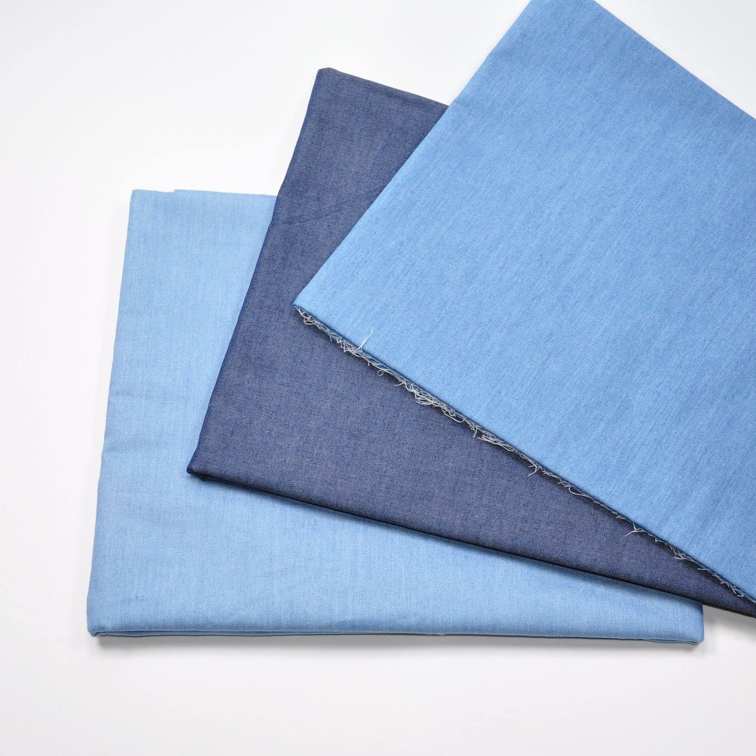 Indigo Blue 5.0 oz 100% Cotton Denim Chambray Fabric,56 Inches Wide, by Five Yards(180inch Length) Light Col(Light 5Y)