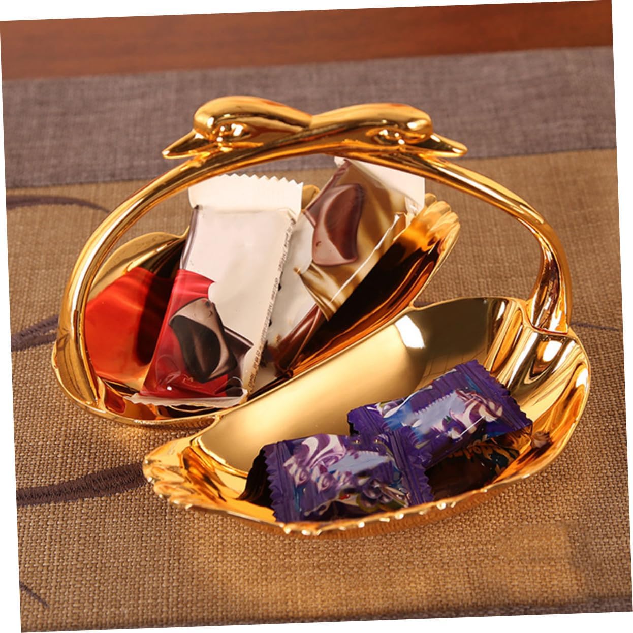 1pc Delicate European Style Fruit Tray Double Compartments Snack Dish for Dried Fruits and Candies Elegant Tableware for Home Decor and Kitchen Use