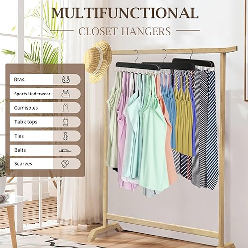 Miniatura 3 de Leccod Percha sin mangas mejorada, perchas para sujetadores, de madera resistente, rotación de 360, antideslizante, 24 ganchos de metal plegables,
