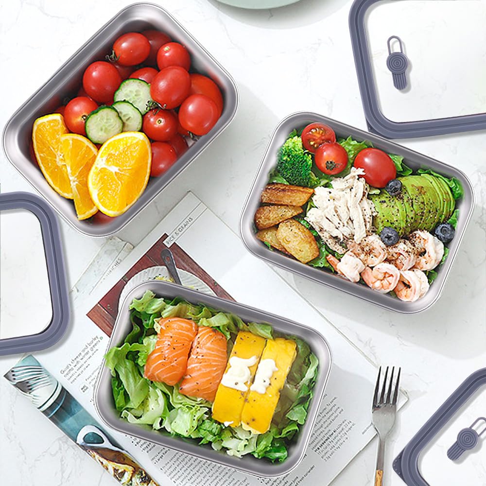 1300ML Lunch Box Ermetico Acciaio Inox Porta Pranzo Riscaldabile Bento Box Microonde Lunch Box Termico Contenitore per il Pranzo per Scuola, Ufficio, Picnic, Viaggi