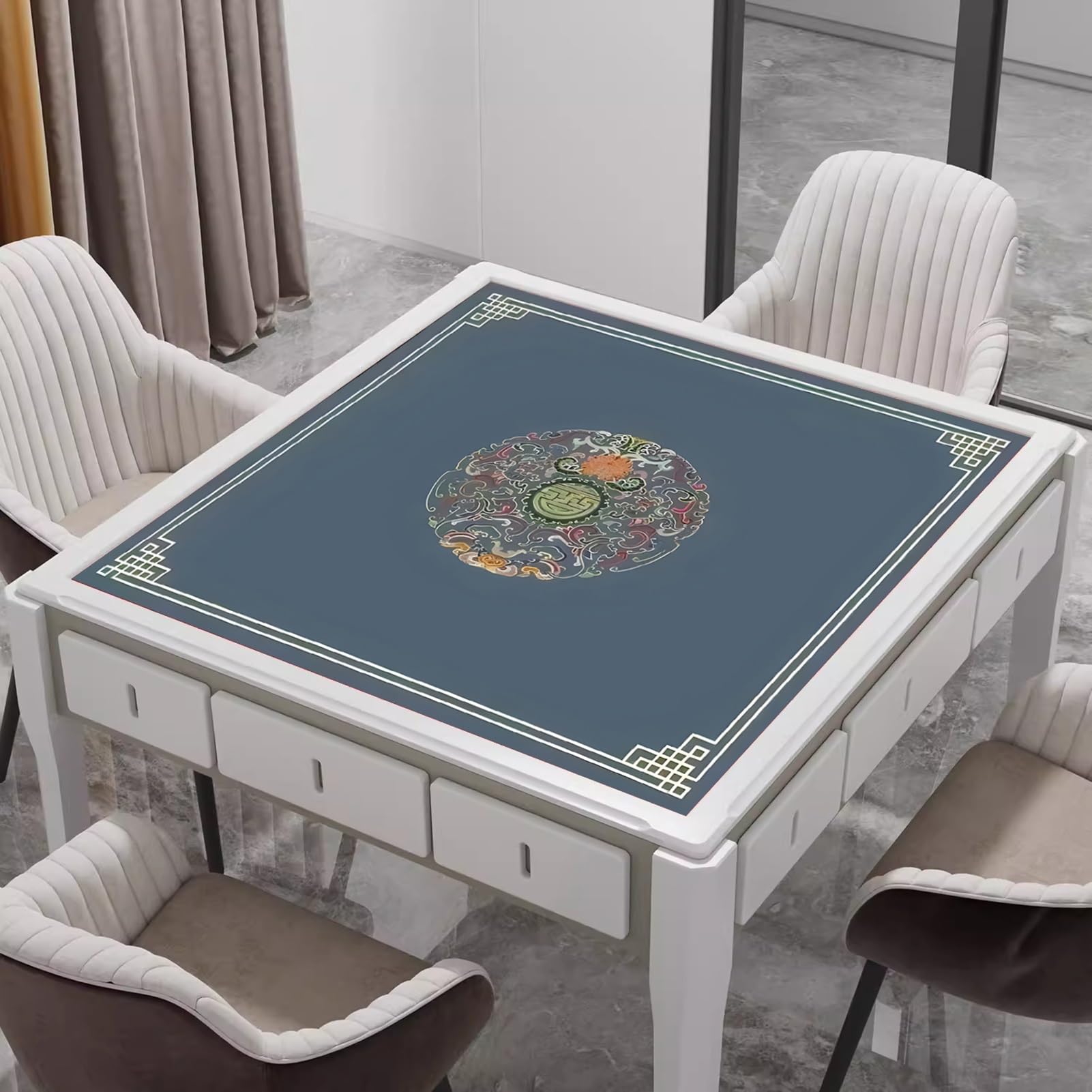 Tovaglia da tavolo per mahjong, Tappetino da Mahjong spesso con borsa portaoggetti, tappetino tavolo quadrato antiscivolo e antirumore