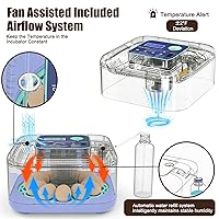 Vista 5 de Incubadoras para incubar huevos, incubadora inteligente de huevos con control de humedad y temperatura y girador automático, incubadora de huevos