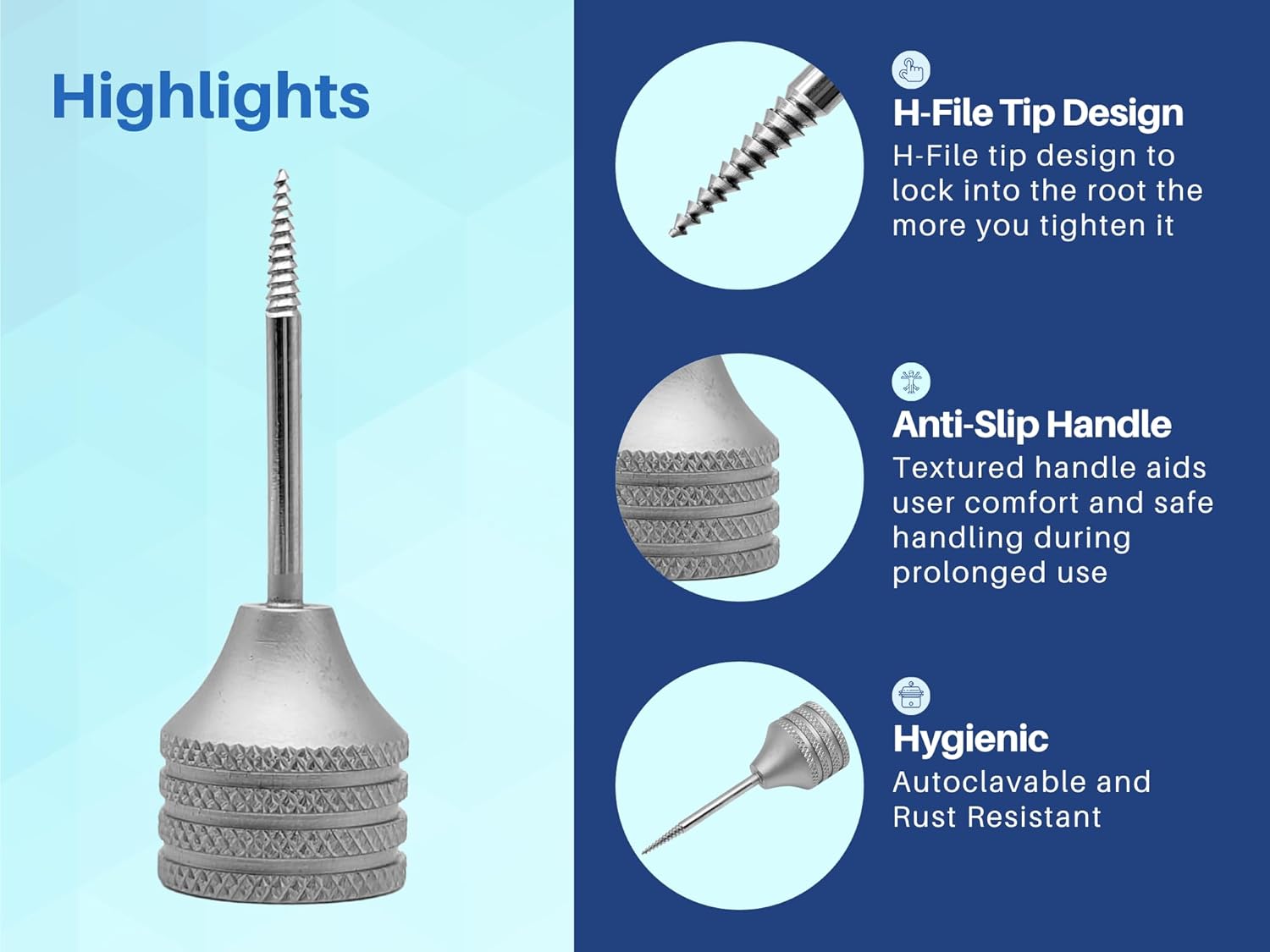 ARTMAN INSTRUMENTS Root Extraction Screw for Back Teeth – Dental Extraction Tool for Molar and Premolar Root Removal, Stainless Steel Surgical Instrument
