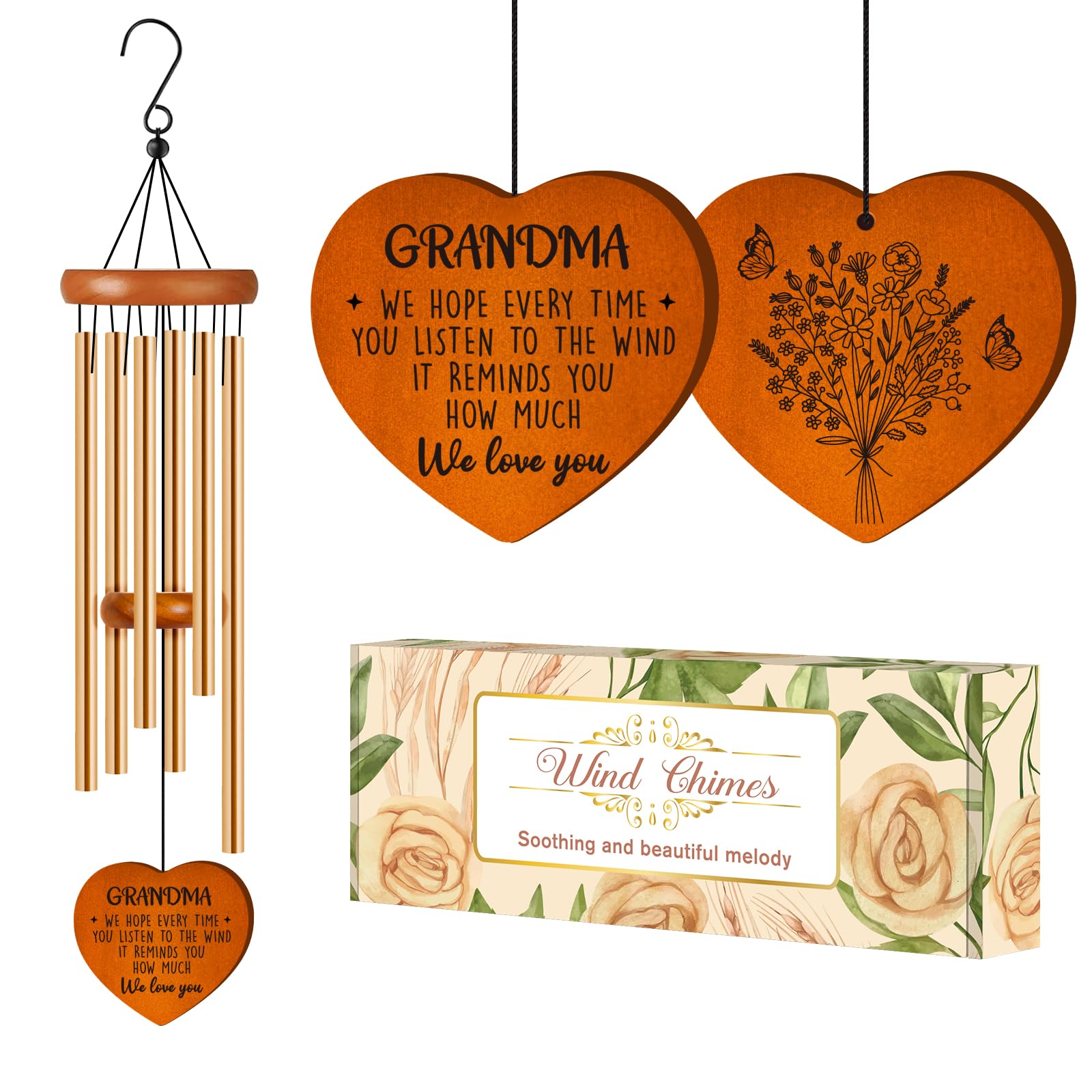 Gifts for Grandma, Grandma Birthday Gifts from Grandkids, Grandma Gift Wind Chimes, Mothers Day Grandma Gift, Present for Grandmother from Granddaughter Grandson Grandchildren
