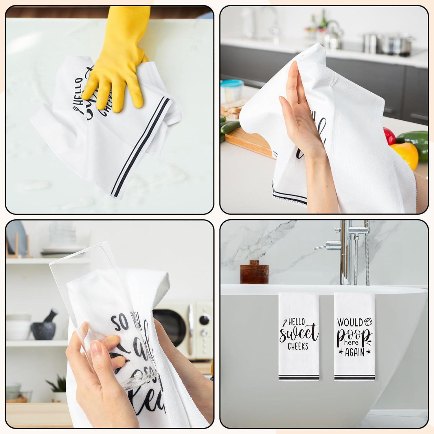 Funny Sayings Hand Towel - 6Pcs Sweet Cheeks Fun Bathroom Decorative Absorbent Soft Polyester Towels for Bathroom Bar Dining Room Kitchen Decor, Housewarming Gift for Hostess Home Friend - Image 7