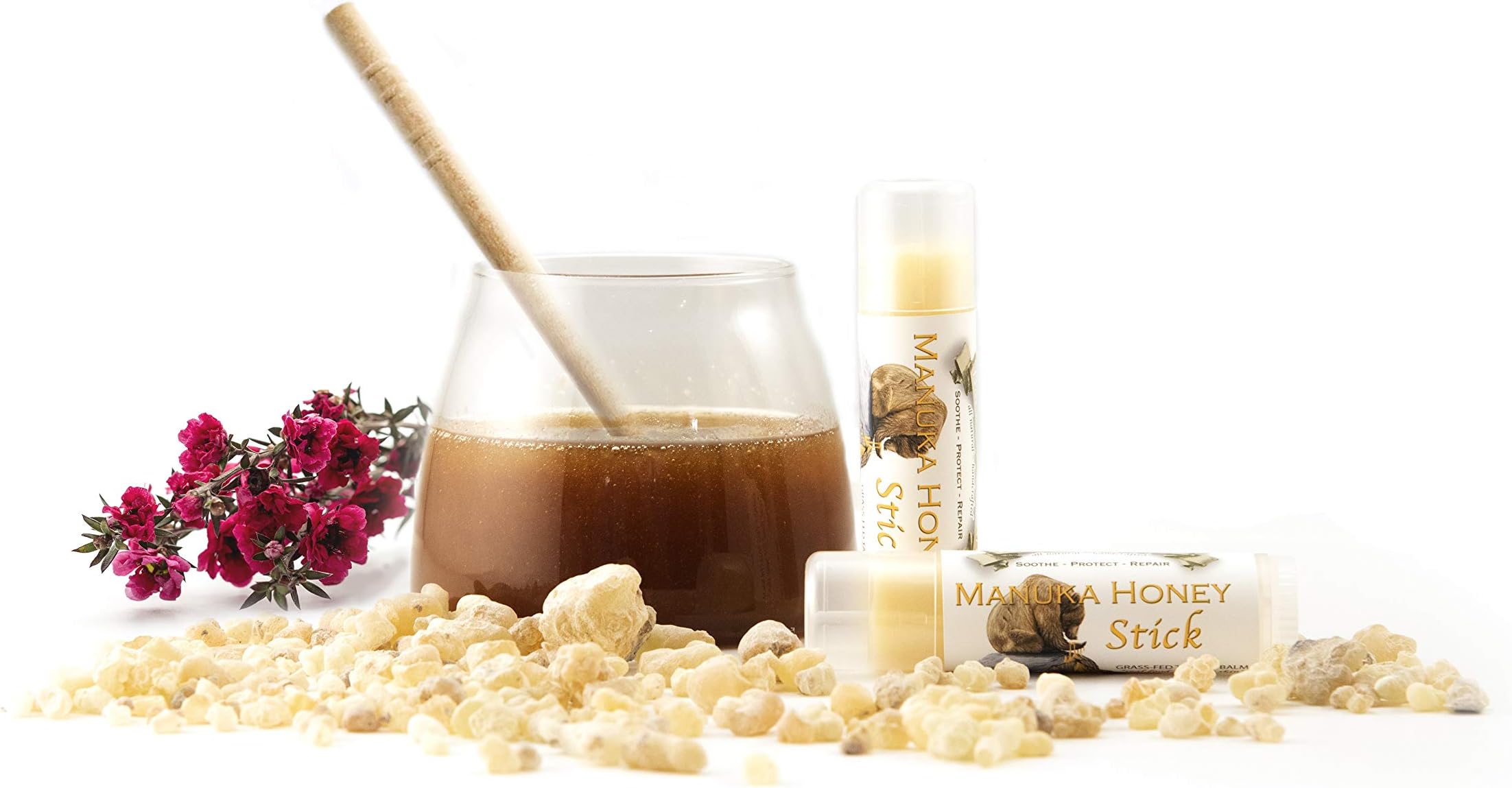 Manuka Honey Moisture Stick (HUGE on-the-go 0.5 oz tube) - Super Emollient Lip Balm, Spot Treatment for All Skin Types incl. Eczema, Psoriasis, Sensitive Skin - Grass-fed Tallow - Balm of Gilead …