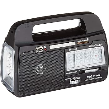 Amazon.com: SuperSonic SC-1082 9-Band AM/FM Portable Radio - USB