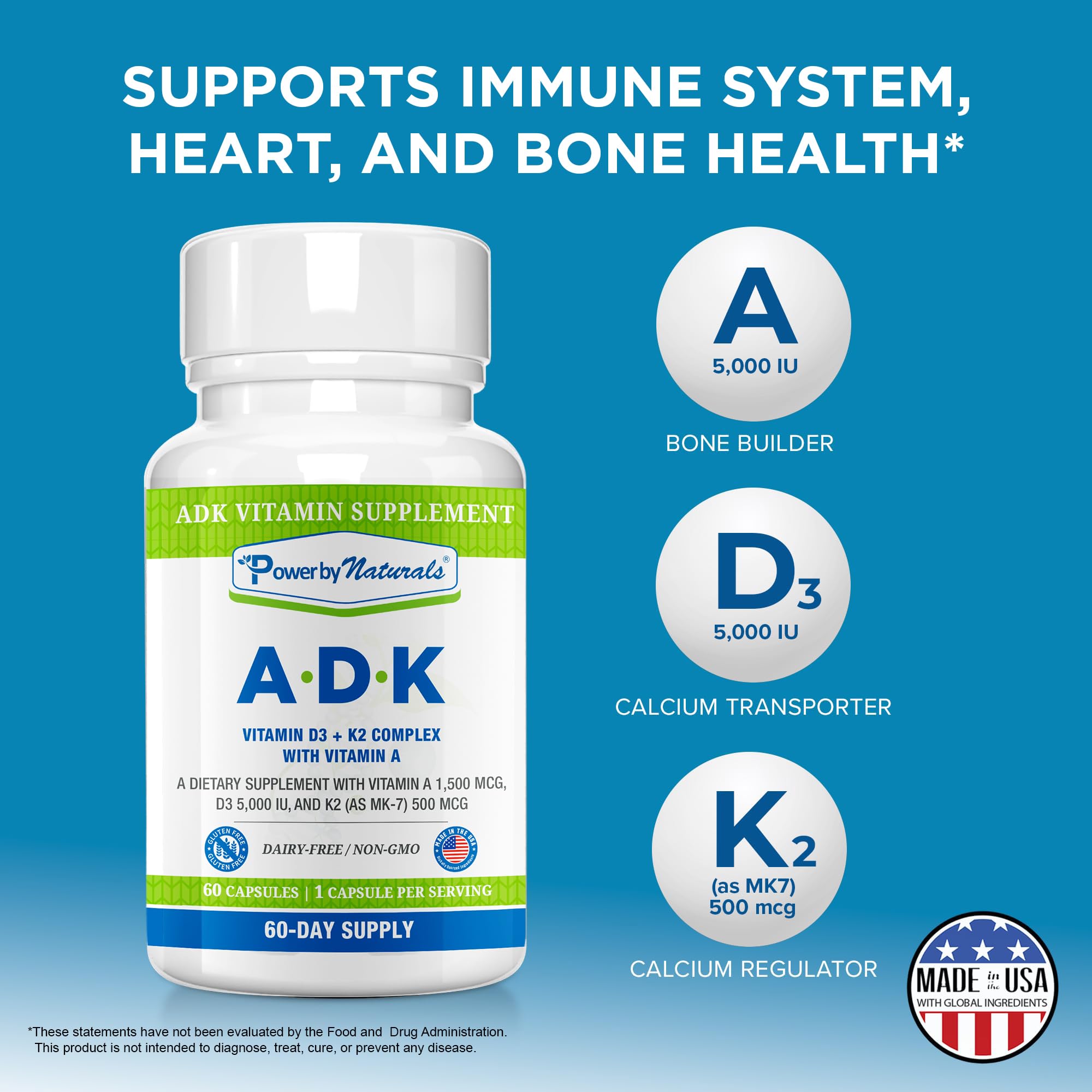 Power By Naturals ADK Vitamin Supplement - Vitamins A, D3 & K2 MK-7 — Amazon image 7