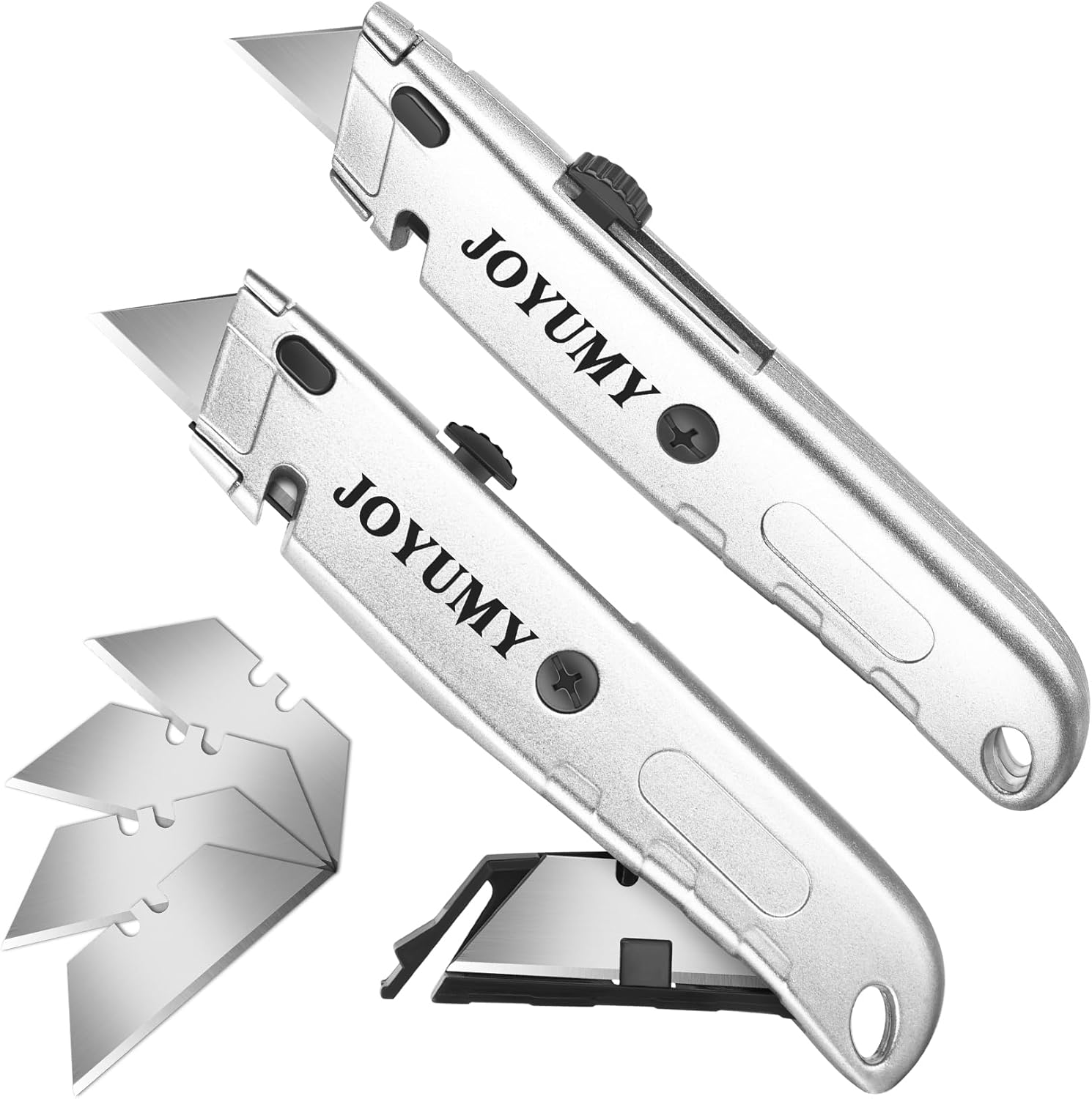 JOYUMY 2 Pack Utility Knife Box Cutters, Heavy Duty Box Cutter Retractable, Compact Utility
