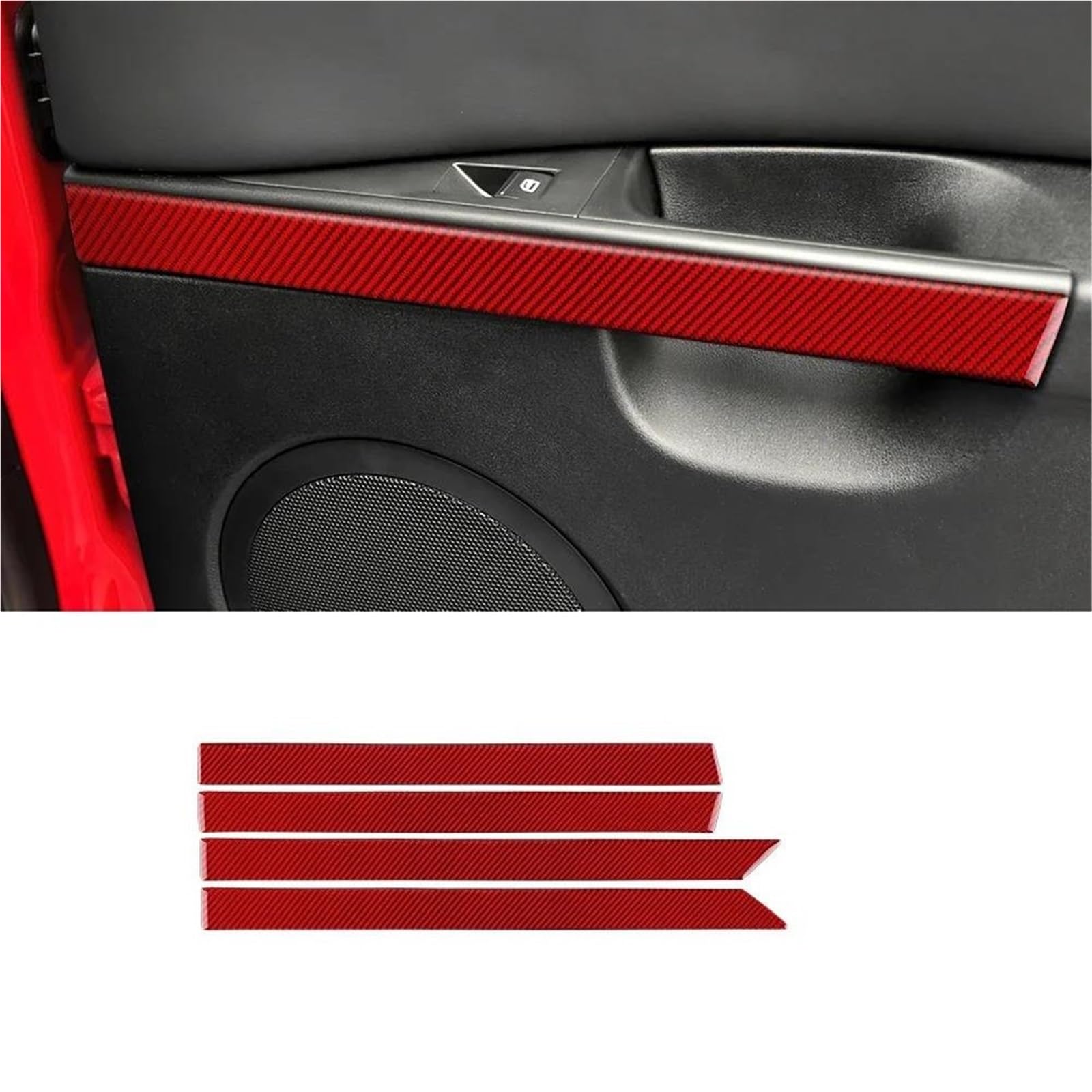 Real Soft Carbon Fiber Car Inner Door Panel Sticker for Seat for Leon 2005 2006 2007 2008 2009 2010 2011 2012 LHD RHD KISSGPIPOL(Red Carbon)