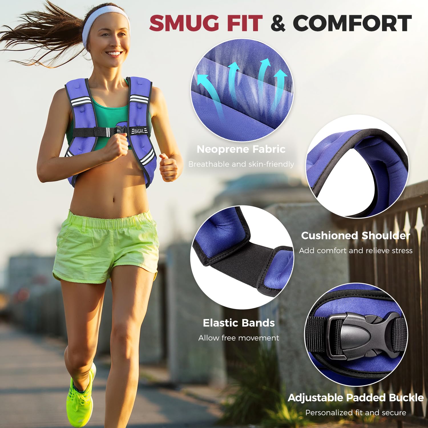 BAGAIL Chaleco Lastrado para Entrenamiento de Fuerza, Talla de Busto Ajustable, Bolsillo Práctico, Ideal para Entrenamientos en Gimnasio, Yoga y Ejercicios Aeróbicos