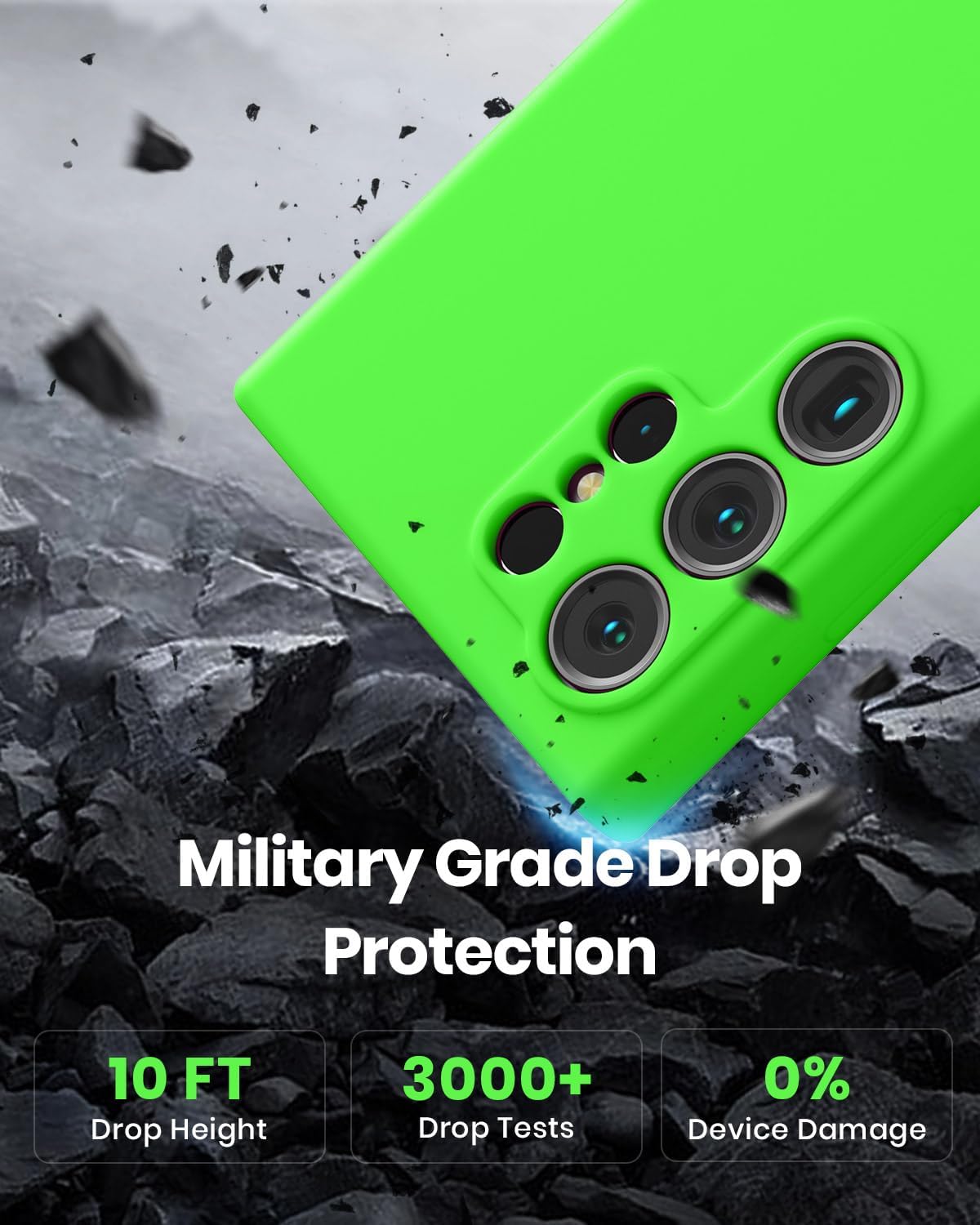 CUZMIGO for Samsung Galaxy S24 Ultra Silicone Case, Slim Fit Premium Liquid Silicone Shockproof Phone Cover, Upgraded Camera Protection and Microfiber Lining, Neon Green