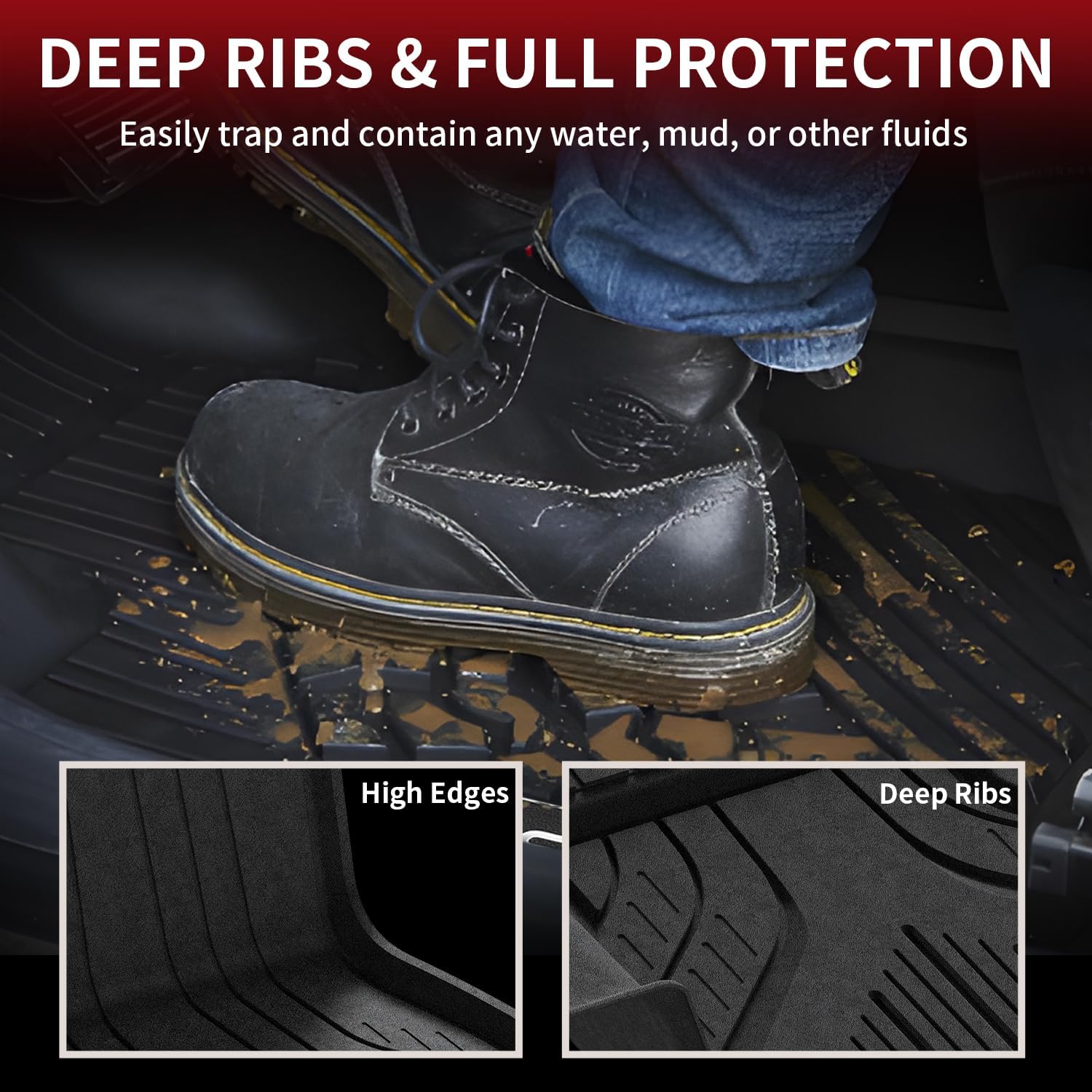 LASFIT Floor Mats for BMW 5 Series G60 2024 2025 2026 530i 540i xDrive, 100% TPE All Weather Custom Fit Floor Liners 1st & 2nd Row Car Liners Accessories Full Set, Black - Image 3