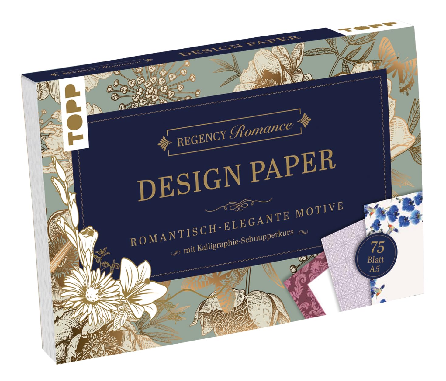 Regency Romance Design Paper Block A5: 75 feste Motivpapiere DIN A5 in 25 Designs. Mit Kalligraphie-Grundlagen