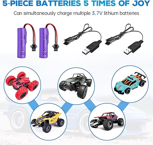 Miniatura 2 de Batería Lipo de 3.7 V 1000 mAh con cable de carga USB, batería de coche RC SM-2P enchufe para TB202 TB201 TM201 TM202 TC141 DE35 DE38 DE40 DE50 RC