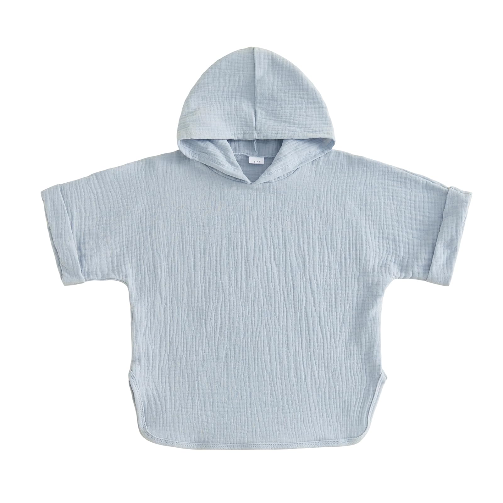 Geagodelia Hooded Swimming Poncho Towels for Kids Toddler Baby Boys Girls Short Sleeve Muslin Cloths Soft Changing Robe Towel Beach Cover Up (Grey Blue, 1-2 Years)