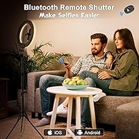 Vista 4 de Anillo de luz para selfie de 10.3 pulgadas con soporte y soporte para teléfono, trípode de escritorio, 29 modos de iluminación RGB, control remoto