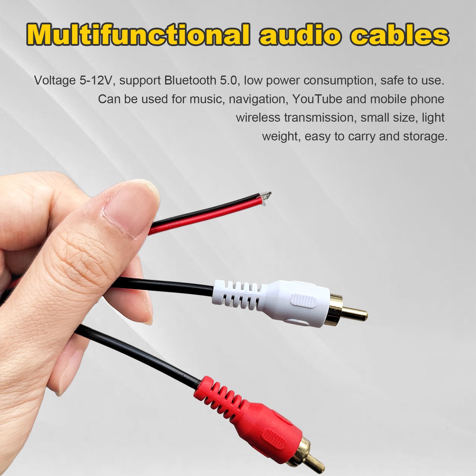 Dickno Auto Wireless Bluetooth Kabel Adapter, Universal Automotive Wireless Radio Stereo Stecker mit 2 RCA AUX Audio, Auto Bluetooth 5.0 Modul Musikempfänger passend für die meisten Fahrzeuge