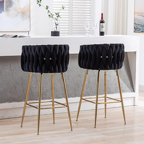 Miniatura 3 de DUOMAY Juego de 2 taburetes de bar giratorios modernos, taburetes de bar de altura de mostrador de 26 pulgadas, silla de bar de isla de cocina de