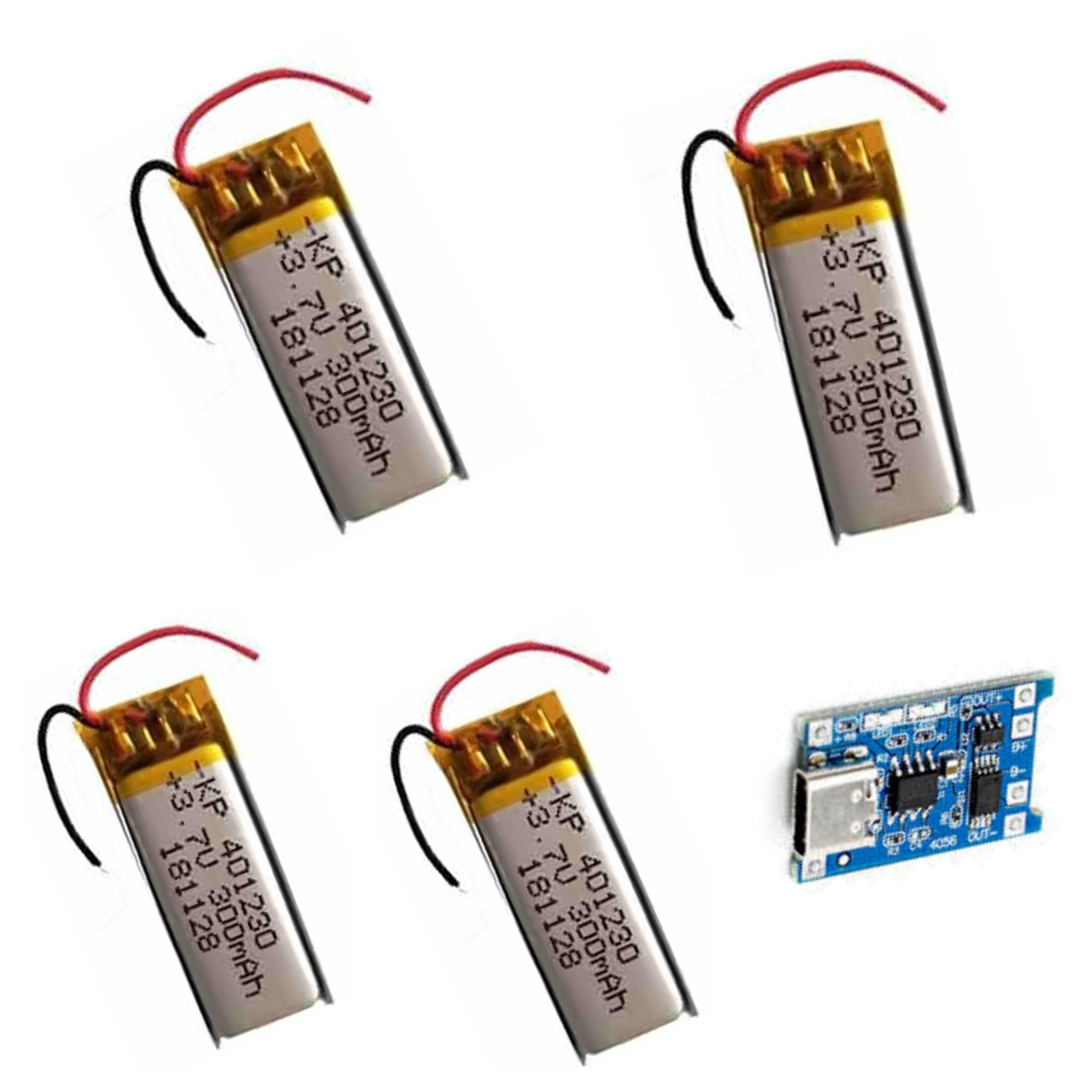 Luvik Combo of 4 Pcs 300 MAh 3.7v Small Lithium Polymer Battery for Bluetooth Headphone with 1 Pcs Charging Module (B0D9WGZ3MJ) Amazon Price History, Amazon Price Tracker