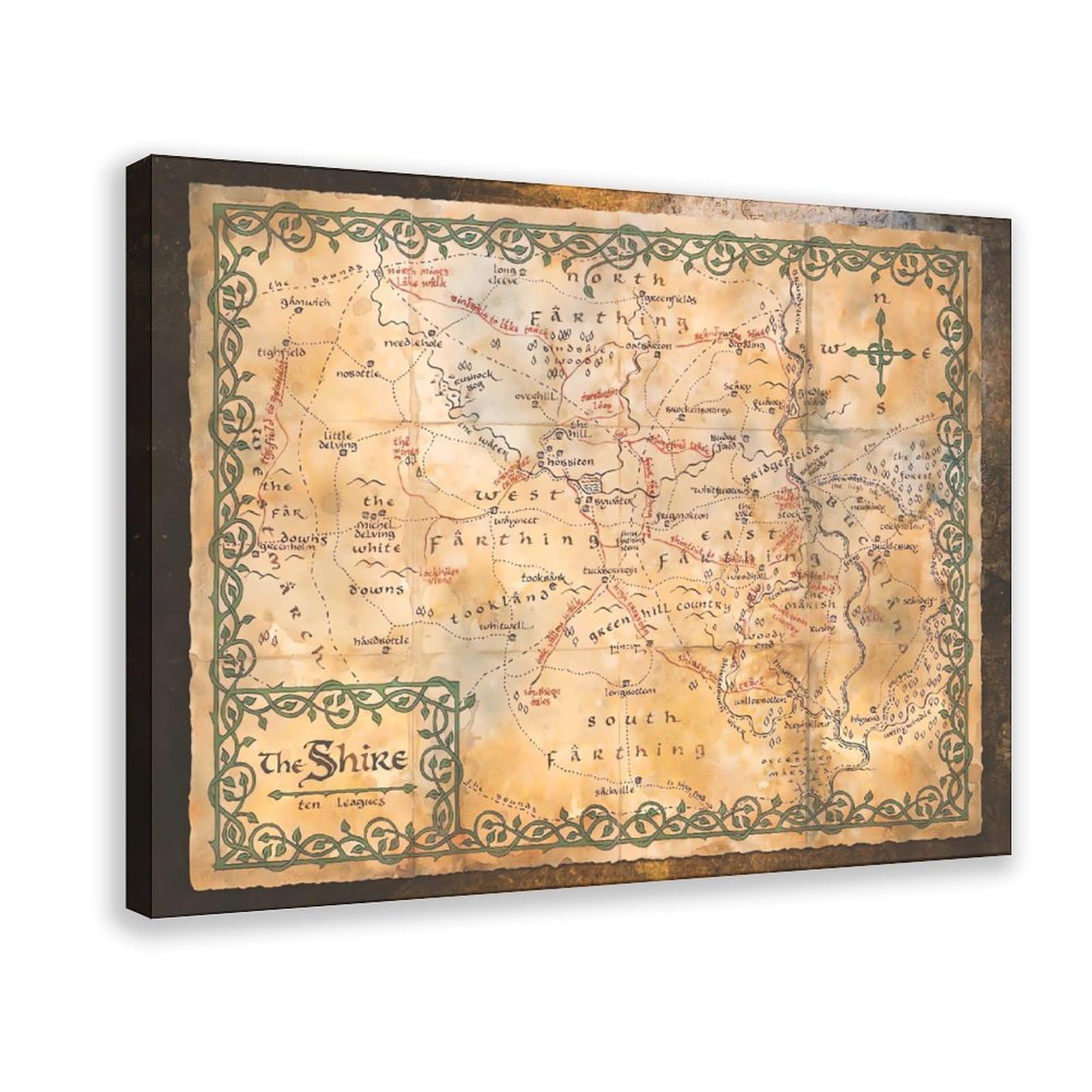 QNVJQKDSI The Shire Map Vintage Art Canvas Poster Wall Art Decor Print Picture Paintings for Living Room Bedroom Decoration 24" L X 36" W