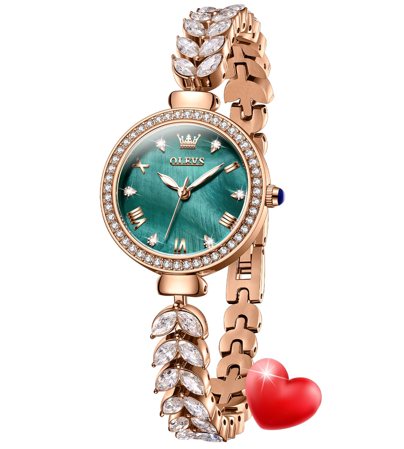OLEVS Diamond Watch for Women Green M Green - Image 1