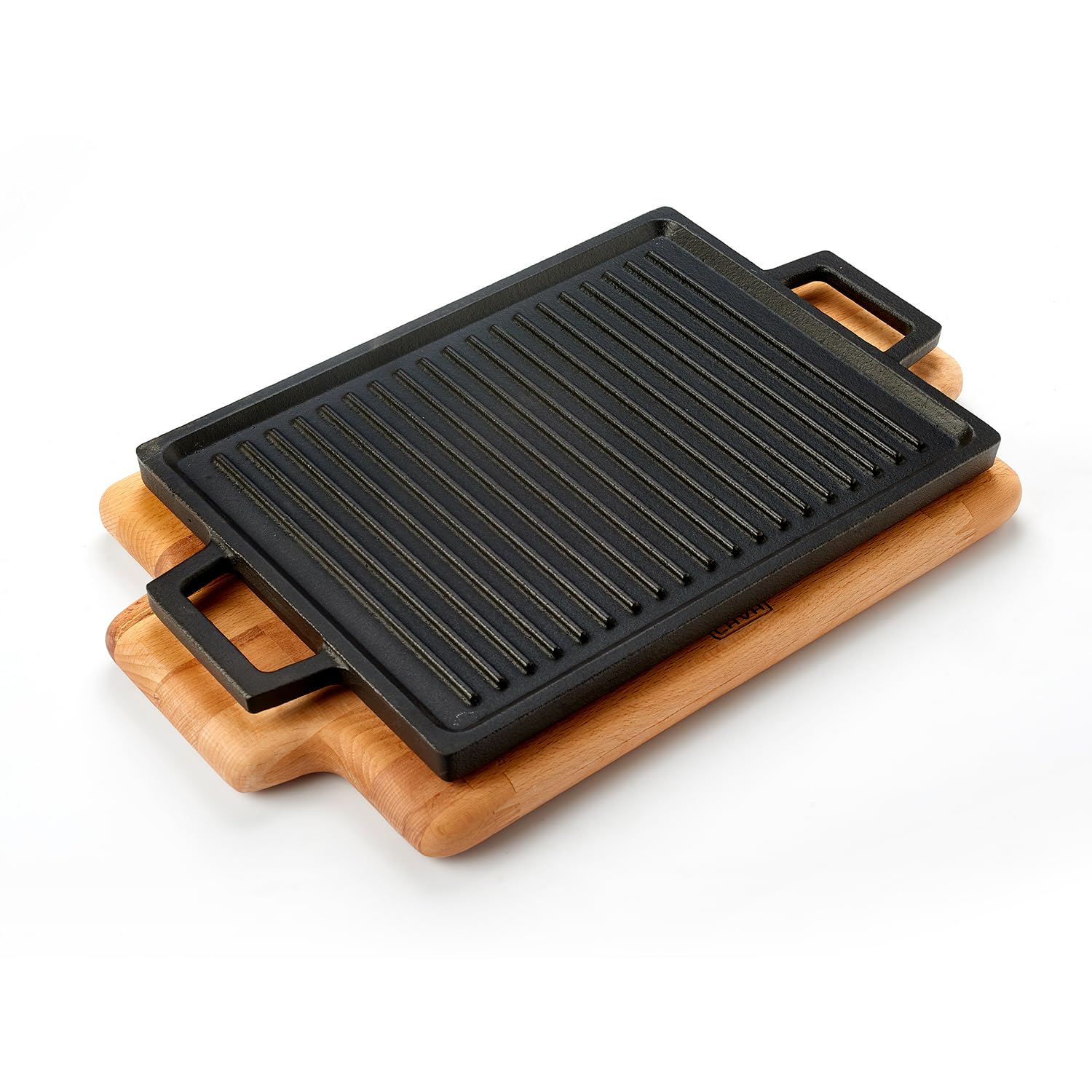 Lava Piastra In Ghisa, 22 X 30, Con Base In Legno, Lv As 127-image