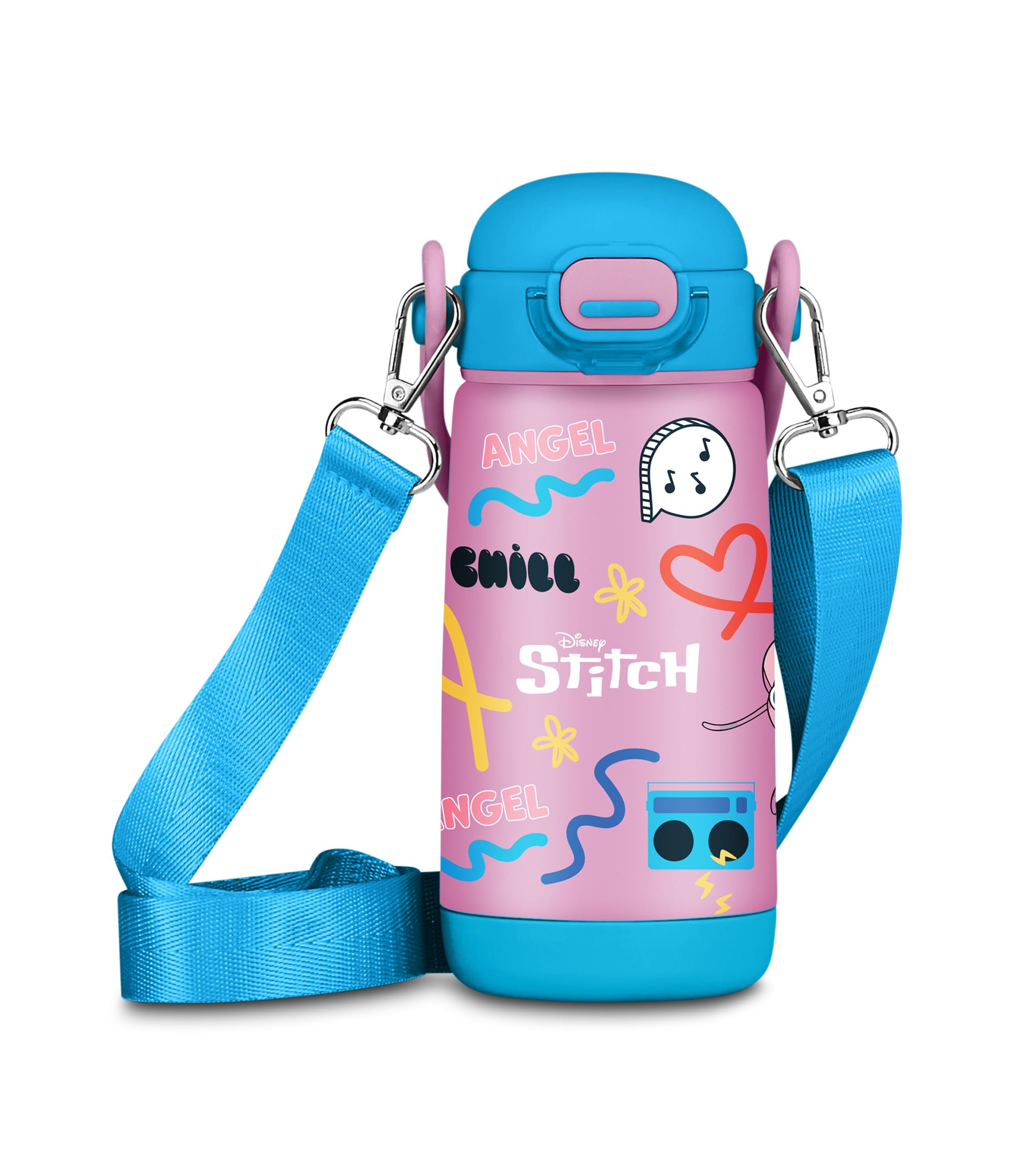 Gourde enfant Stitch bleu bouteille isotherme acier inoxydable sans BPA