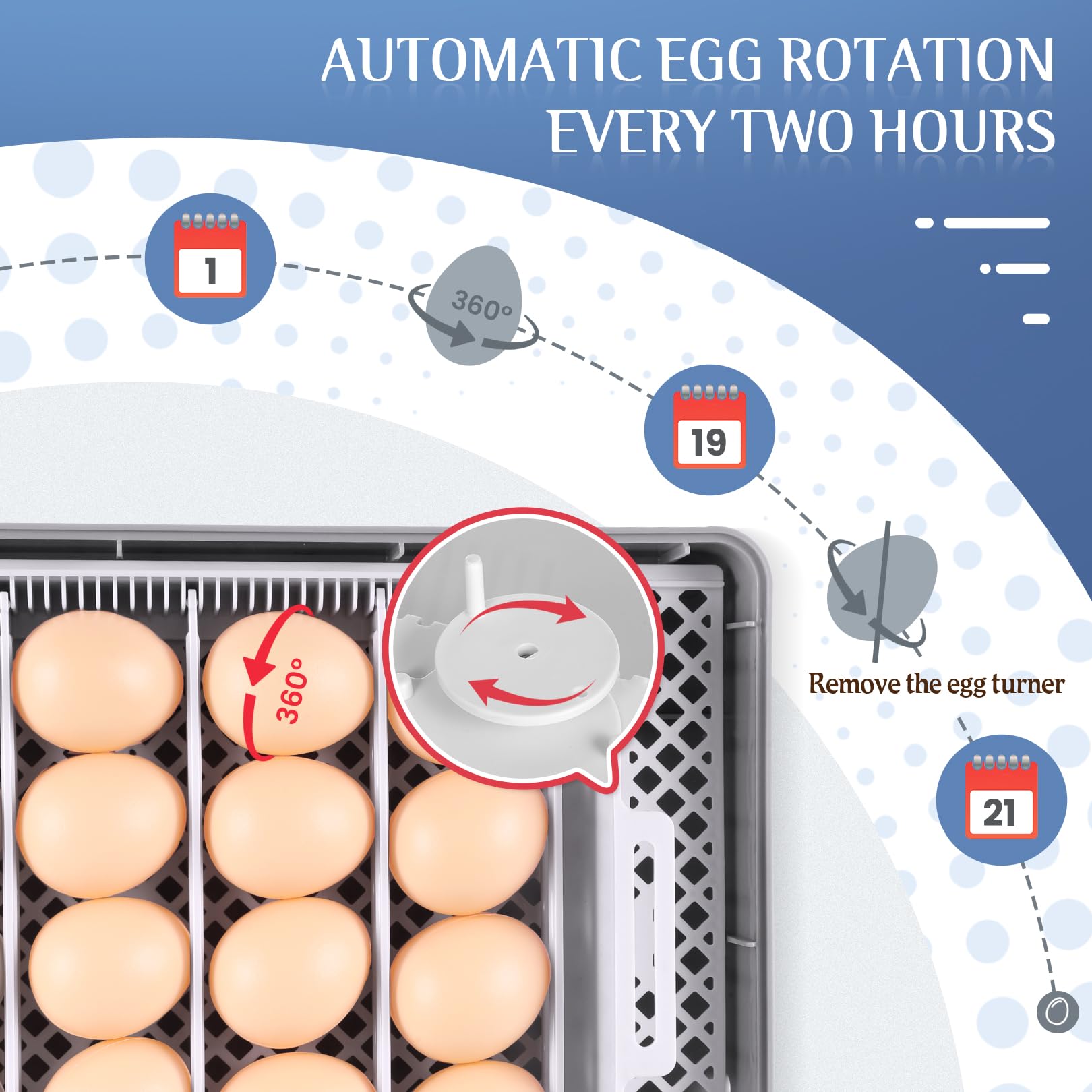 Sailvono 20 Incubateur entièrement automatique, avec ajout d'eau externe, contrôle de la température, éclairage LED, retournement automatique des œufs, de poules - Blanc