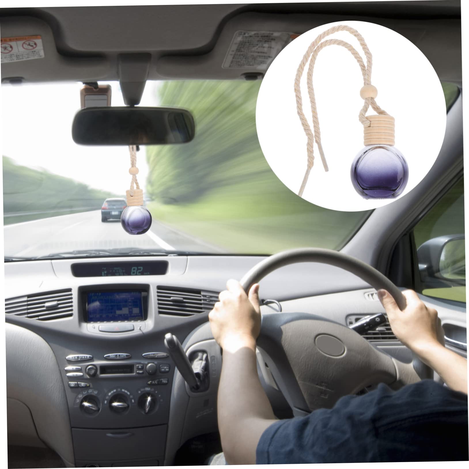 Sosoport Profumatore Macchina Vuoto in Vetro Nero 8ml Corda di Cotone 20 Pezzi, Decorazione Auto Sospesa per Interni, Ornamento Rilassante Contro Stress e Fatica