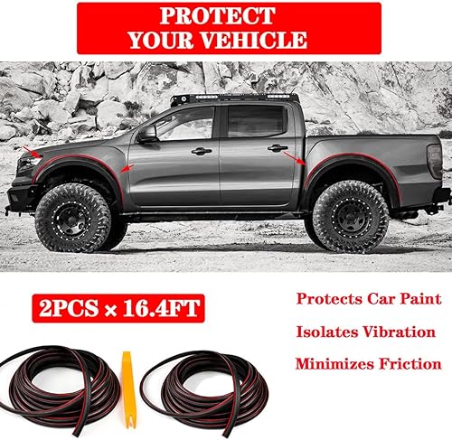 Miniatura 3 de Guardabarros de borde de 33 pies, sello de goma para pozos de ruedas de automóviles y camiones, junta de goma universal, cintas adhesivas