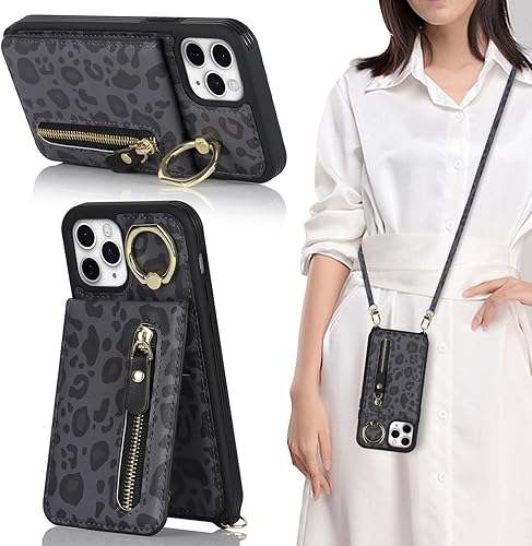 Miniatura 5 de Jaorty Funda para iPhone 11 Pro para mujer con tarjetero, funda para iPhone 11 Pro con correa, fundas con cordón cruzado con ranuras para tarjetas