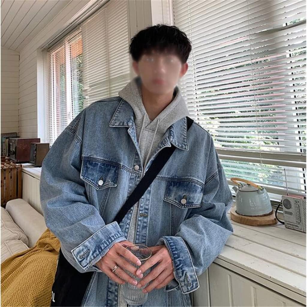Washed Denim Jacket Male Fall Korean Version Loose Size Cargo Port Wind Top Clothes