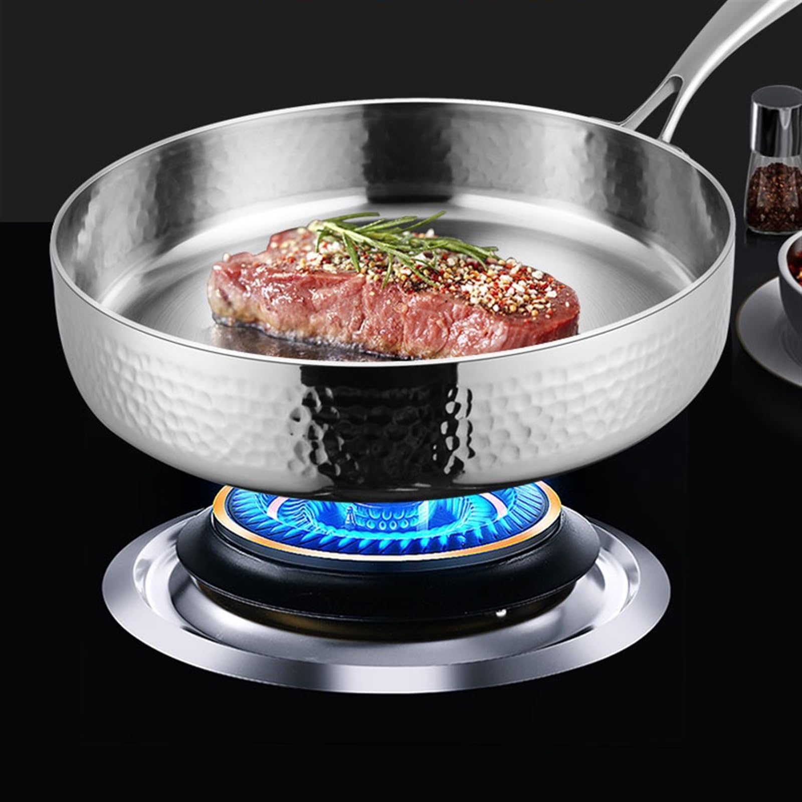 Patelnie Niepowlekana patelnia non-stick gospodarstwa domowego 316 stal nierdzewna głęboka do steków naleśników kuchenka gazowa indukcyjna dostępna Patelnie do omletów(26cm)