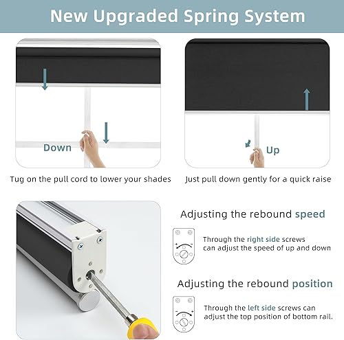 Miniatura 4 de ChrisDowa Persiana enrollable opaca sin cordón con sistema de resortes, oscurecimiento de la habitación, protección UV, persianas opacas de tela