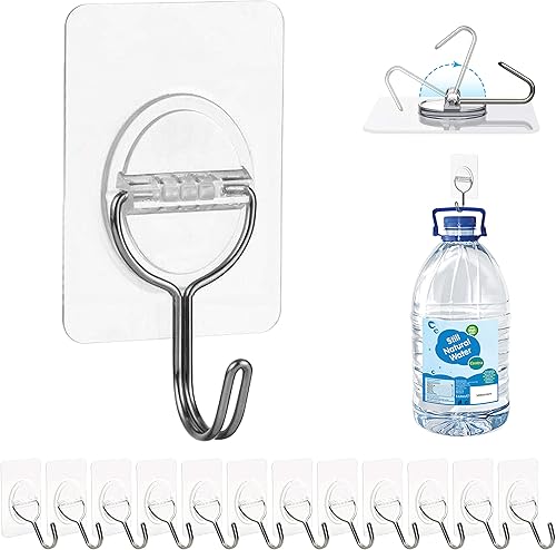 Ganchos de pared para colgar de alta resistencia de 11 libras, elegantes ganchos adhesivos transparentes para cocina, oficina, ducha, toallas,