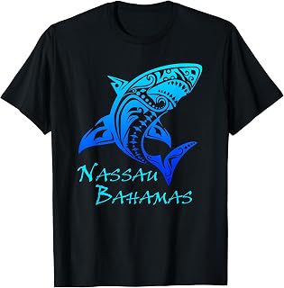Nassau Bahamas Vintage Retro Tribal Shark Vacation T-Shirt