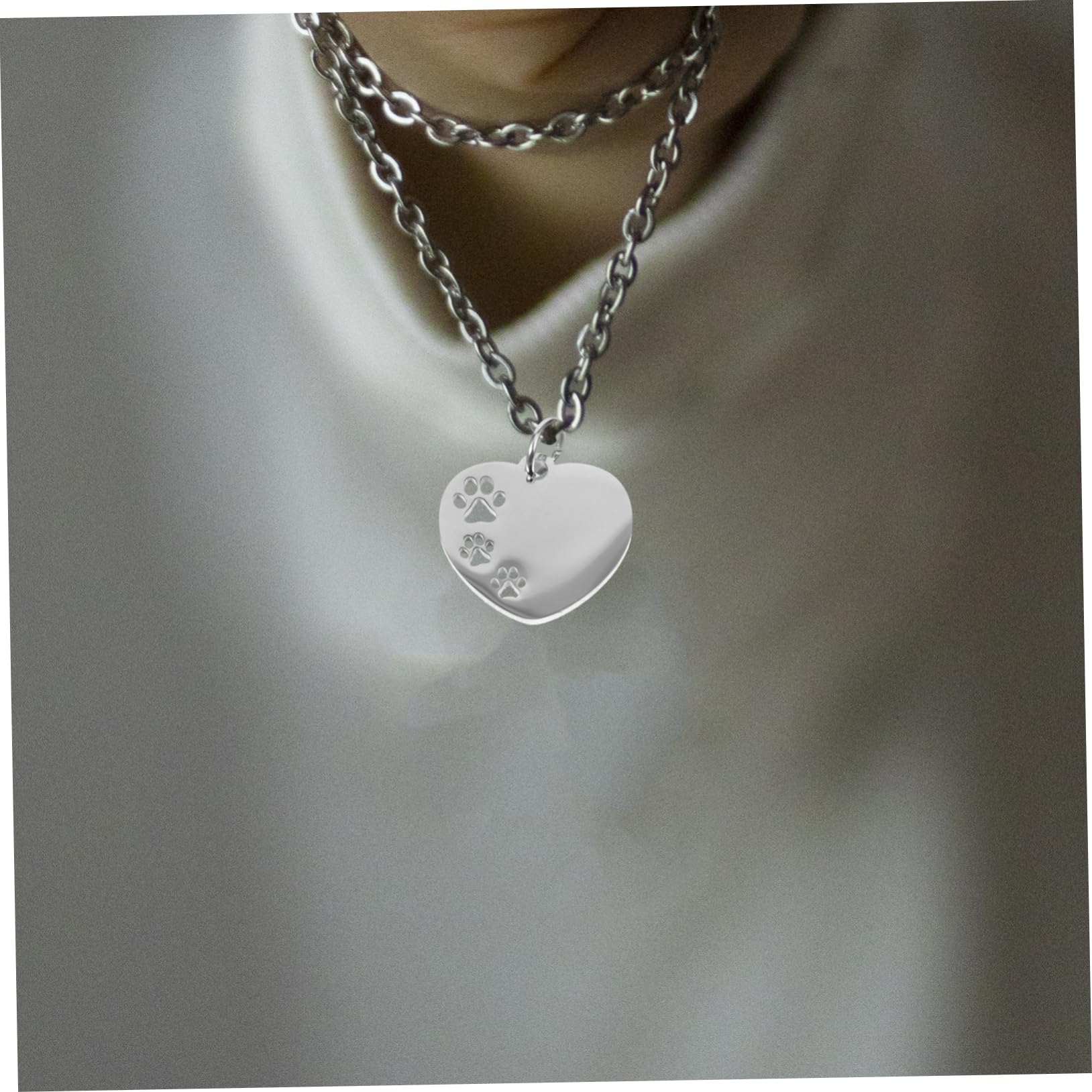 HANABASS 40pièces Étiquettes Acier Forme De Cœur avec Motif De Patte Creuse pour Identification De Chiens Et Animaux De Compagnie