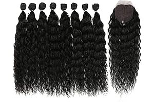 DÉBUT Synthetic Hair 9-piece Water Wave Hair Bundles with Frontal Lace and Closure