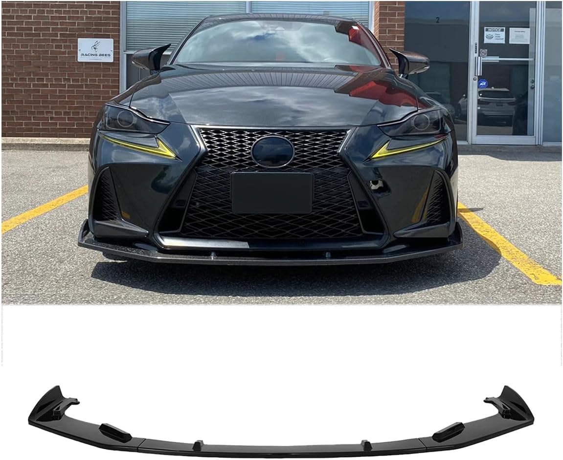 Front Bumper Spoiler for Lexus IS200t IS300 IS350 2017-2020 Add-0n Front Lip Splitter ABS Plastic (Glossy Black)