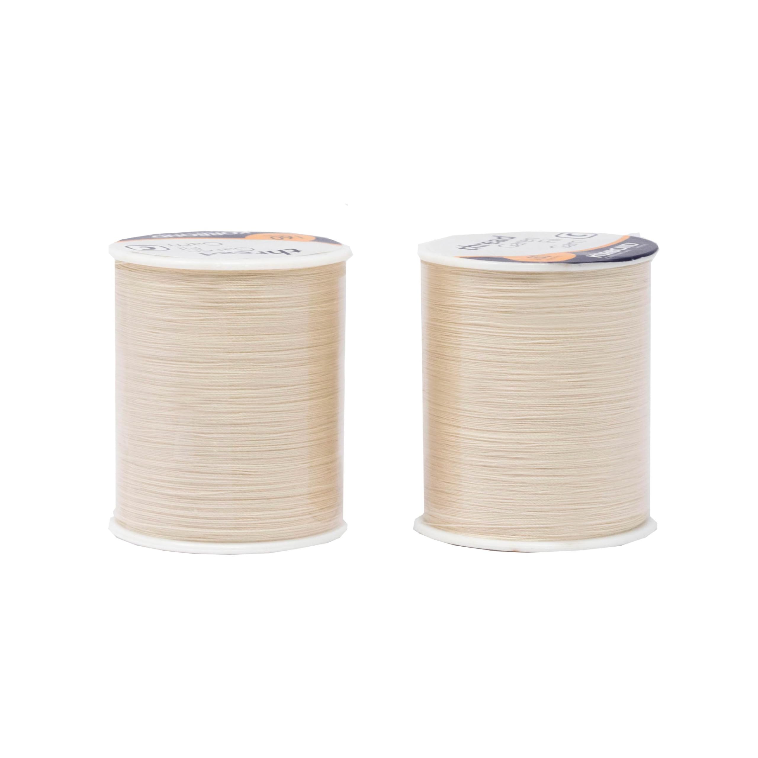 Korbond 320m Sewing Thread –2 x 160m Spools - Cream Polyester – Hand and Machine Sewing