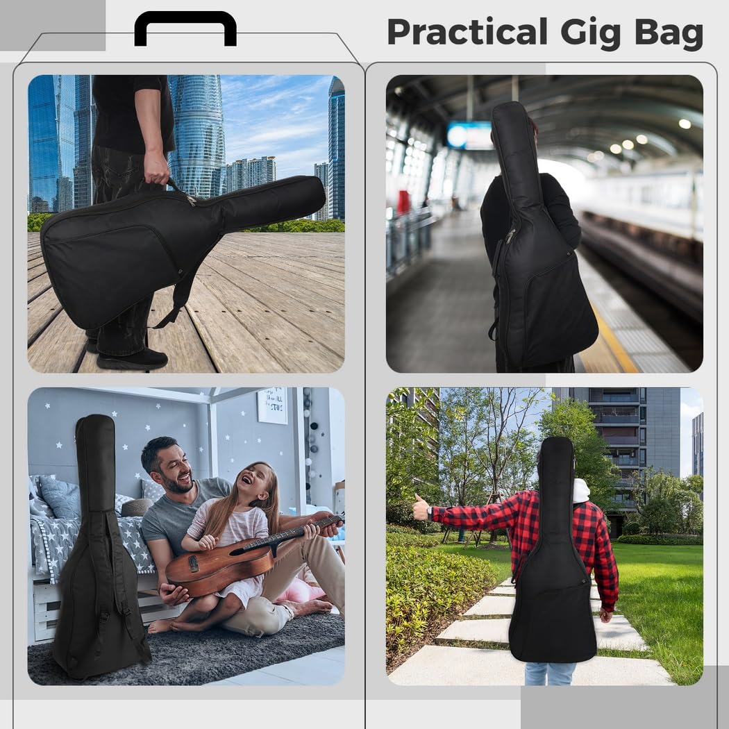 Housse pour guitare acoustique 38 et 39 pouces, sac de transport rembourré 10 mm, sac à dos pour guitare classique et électrique, imperméable avec bretelles réglables et poche de rangement pratique