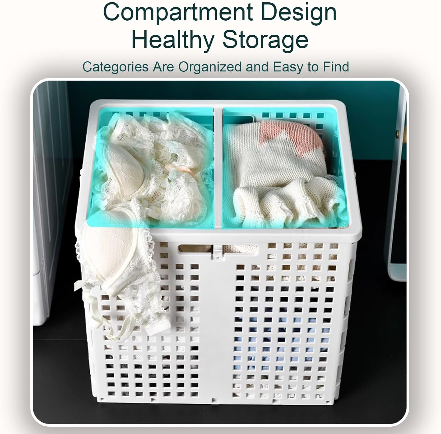 Large Plastic Laundry Basket with Handles, Hollow Design Hamper for Easy Carrying, Ideal Clothes Storage for Bedroom & Bathroom, Durable & Lightweight Laundry Organizer