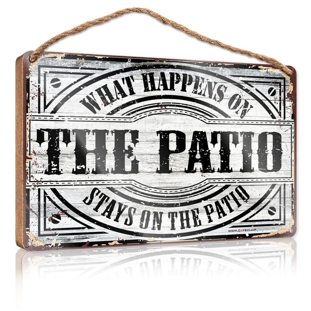 FZFN Bathroom Wall Wood Sign What Happens On The Patio Stays On The Patio Wooden Sign Funny Bathroom Signs Signs & Plaques(15X28CM)