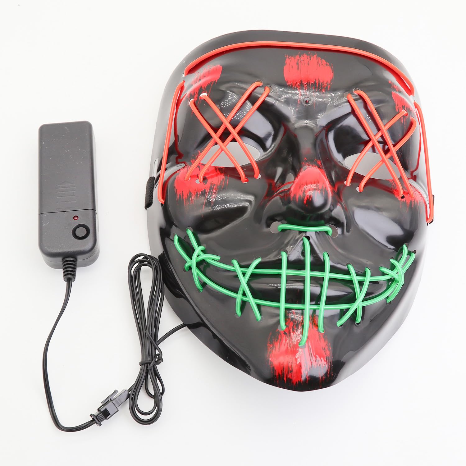 Halloween Mask with LED Lights - Scary Light-Up Mask for Costume Parties Cosplay, Masquerade & Carnival Festivals (black D)