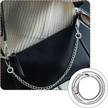 Bewudy Round Carabiner 20 mm Metal Spring O Rings Pack of 16 Alloy Spring Clasp Round Keyring Rings for Keychain Craft DIY Pendant Bag Accessories (Silver)