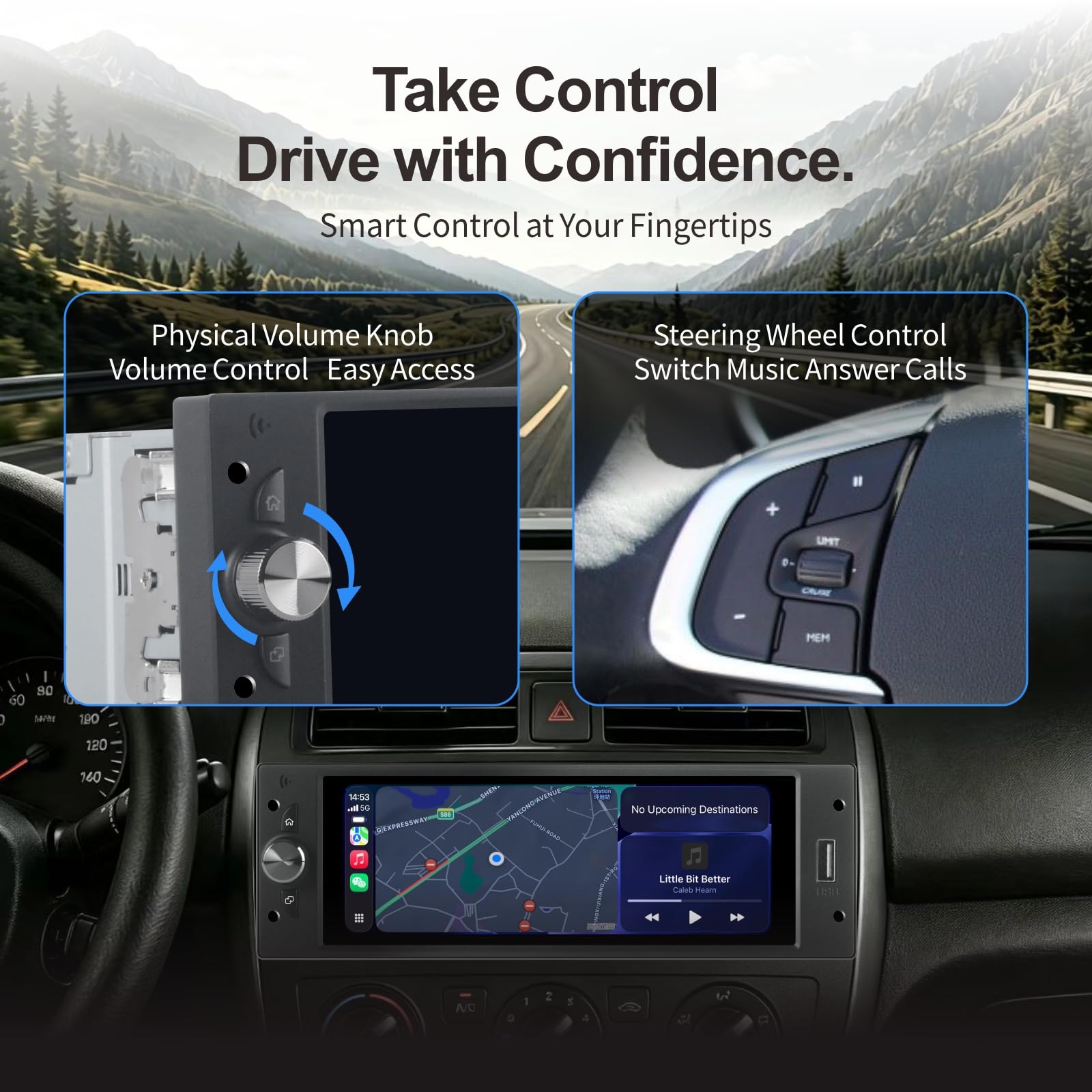 Autoradio 1 DIN con schermo per Peugeot 206 207 307 308 3008 5008 Citroën C2 C3 C4 Picasso, Wireless CarPlay Android Auto Radio, Sistema Linux, Bluetooth, Touchscreen, FM/AM RDS, Plug & Play